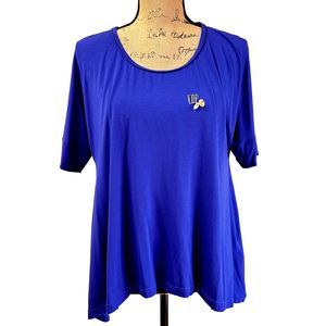 NWT VDP COLLECTION Womens Blue Loose Fit T-Shirt Top w/Crystals SZ 44/US M Italy